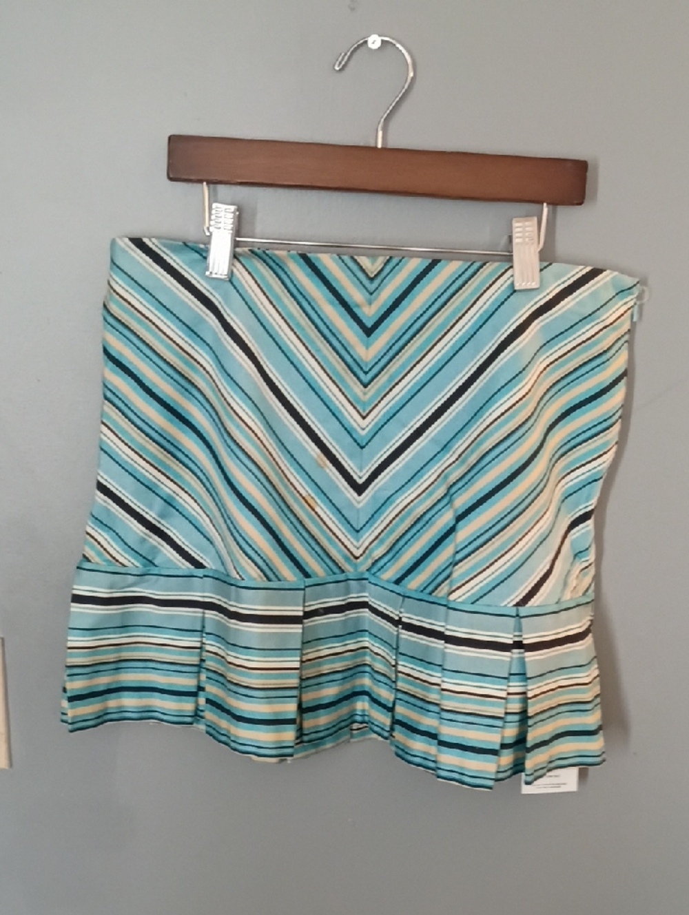 Light Blue and Cream Striped Skirt / STAINED